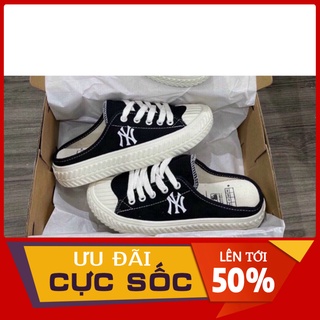 Giày Sục Thể Thao Nữ BAMY Thêu chữ N , Sục bata đạp gót đế bánh mì 3cm FORM RỘNG Boutique