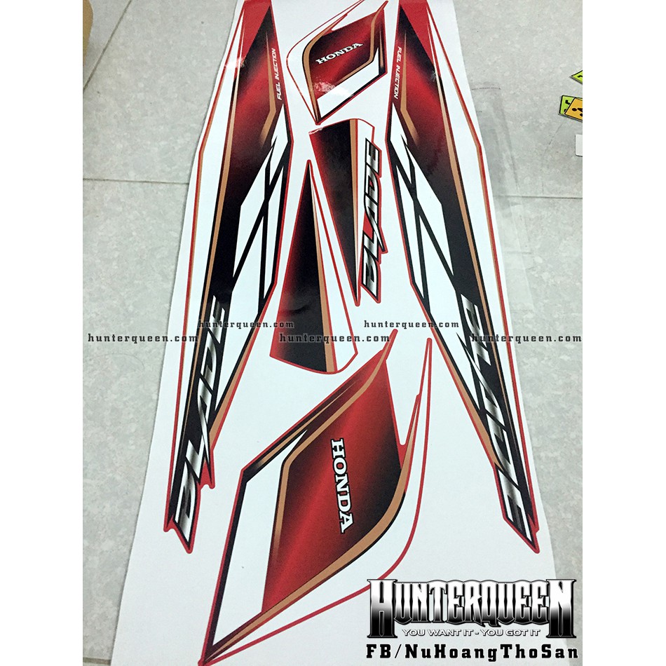 Tem rời Honda Wave Blade mẫu zin, dán xe đỏ. Decal tem chế đẹp, chất lượng. Sắc nét, bền màu