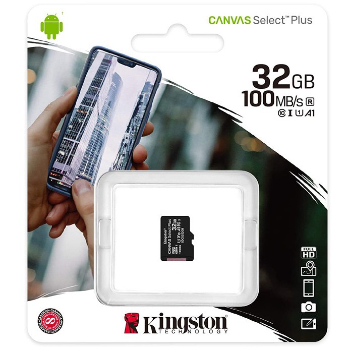 Thẻ nhớ 32Gb Kingston microSD Canvas Select Plus tương thích Android A1 tốc độc tới 100MB/s