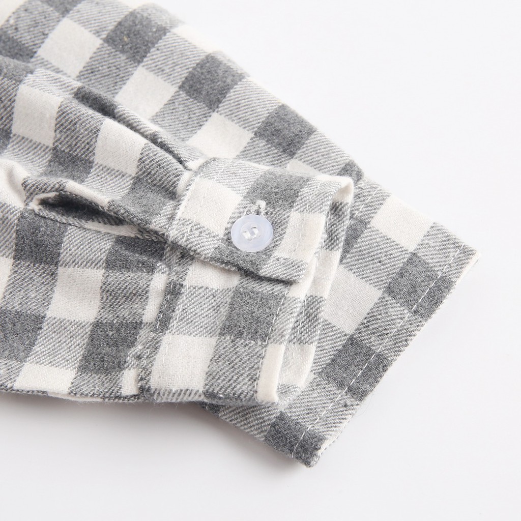 Áo Sơ Mi Liền Thân Sanlutoz Caro Bằng Cotton Tay Dài Dành Cho Bé Trai Sơ Sinh