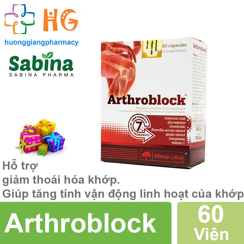 Viên uống bổ khớp Arthroblock - Hỗ trợ giảm thoái hóa khớp, tăng tính vận động linh hoạt của khớp (Hộp 60 Viên)