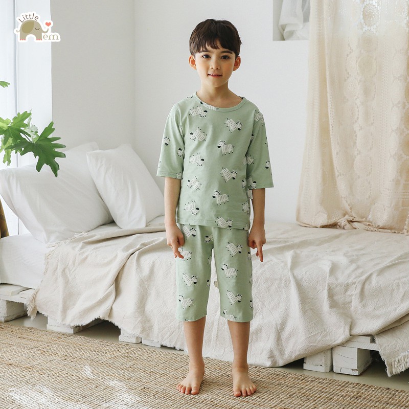 Bộ đồ bé trai Cotton tre lửng _ Green horse