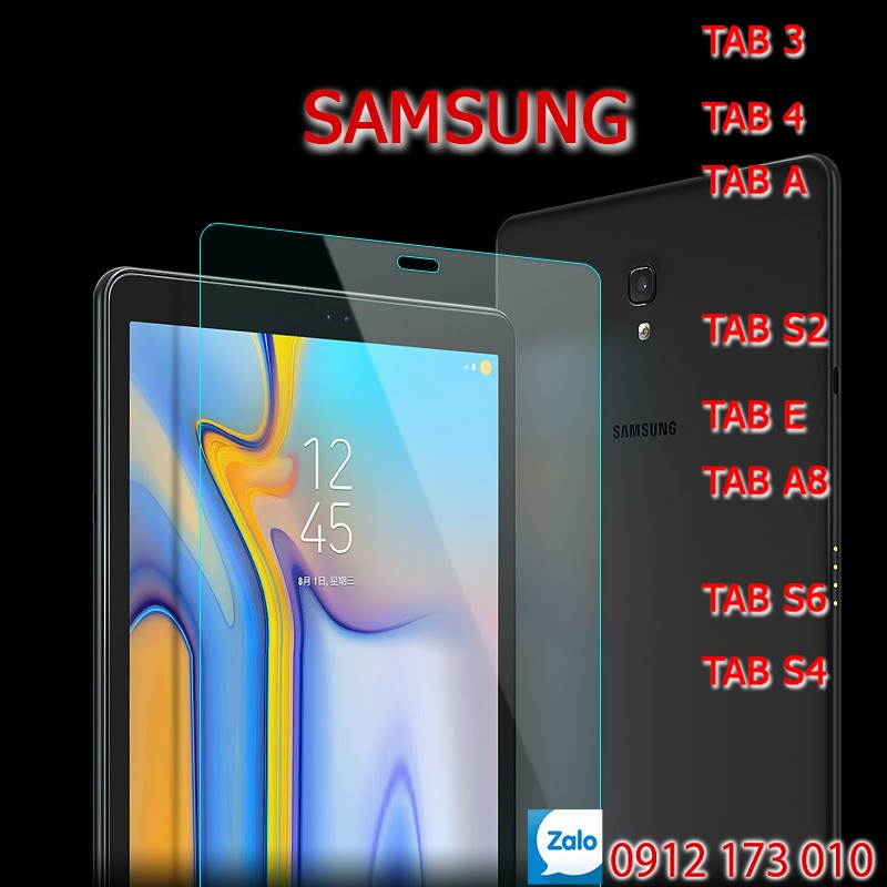 [SHIP TRONG NGÀY] Kính cường lực Samsung Tab 3 Lite, Tab 4, Tab S2, Tab E, Tab A6, Tab A8 9.7 - 8.0 - 10.1 inch - Hà Nội