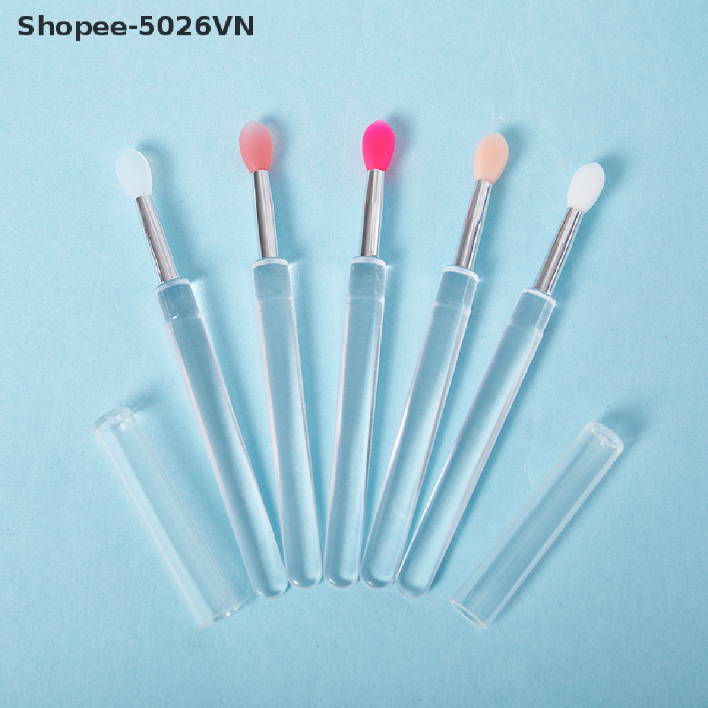 Set 2 Cọ Tô Son Bóng Bằng Silicone Kèm Nắp Đậy Chống Bụi