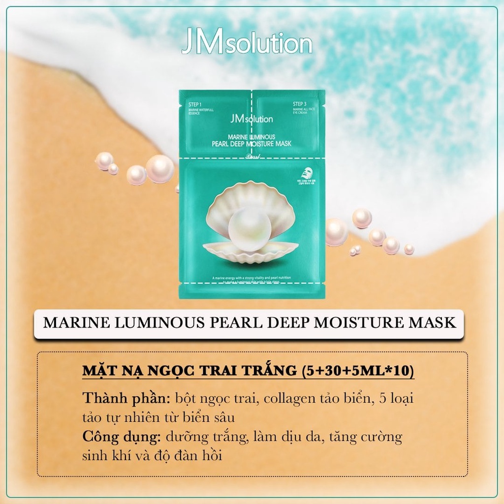 JMSolution Mặt Nạ Ngọc Trai 3 Bước [MIẾNG LẺ] CÓ TEM CHỐNG HÀNG GIẢ JM Solution Marine Luminous Pearl Deep Moisture Mask