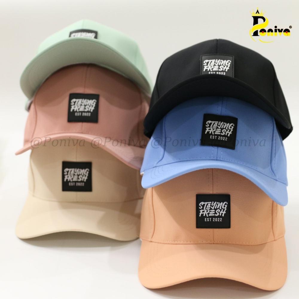 Mũ lưỡi trai ❤️ Nón kết phối tag cao su non in chữ staying fresh  chất kaki cao cấp form unisex  PONIVA siêu hot