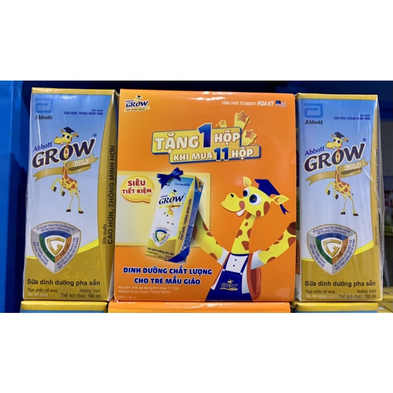 3 lốc 12 hộp Sữa hươu cao cổ Abbott Grow Gold 180ml Vani - Ca Cao