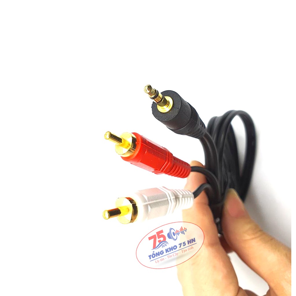 Dây loa 1 đầu 3.5mm đưa ra 2 cổng RCA AV bông sen 1.5m