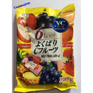 Kẹo trái cây-c 6 loại,gói 120g