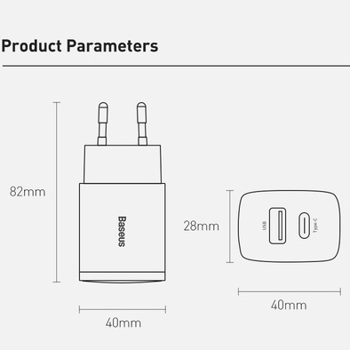 Cốc Sạc Nhanh Baseus 20w Cổng Usb Kép Tiện Dụng Khi Đi Du Lịch