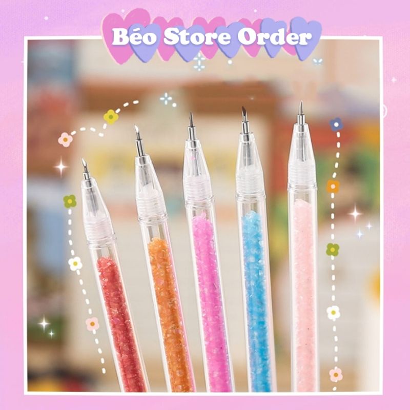 [Béo Store] Dao cắt giấy, washi tape gọt mô hình dạng bút đầu nhỏ lõi tinh thể óng ánh