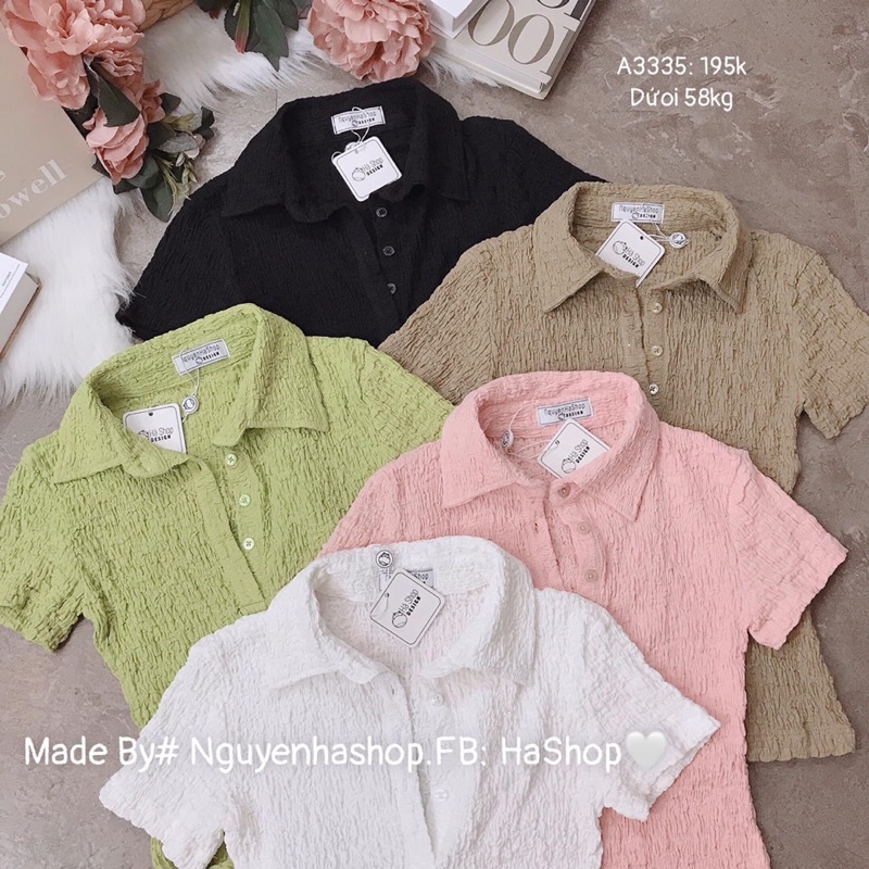 Áo Xốp Nhăn Khuy Cúc Cổ Bẻ | BigBuy360 - bigbuy360.vn