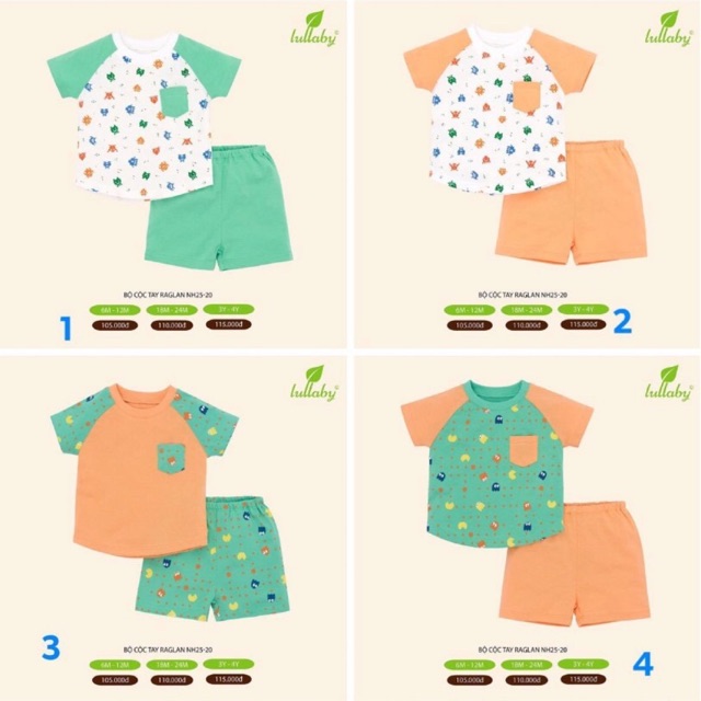Bộ cộc tay raglan bé trai cho bé từ 3 tháng đến 4 tuổi