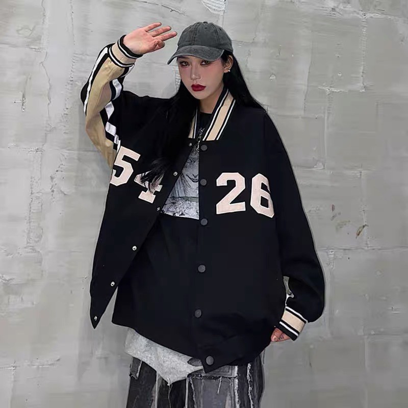 Áo khoác bomber bóng chày nữ 5426 dáng rộng unisex | BigBuy360 - bigbuy360.vn