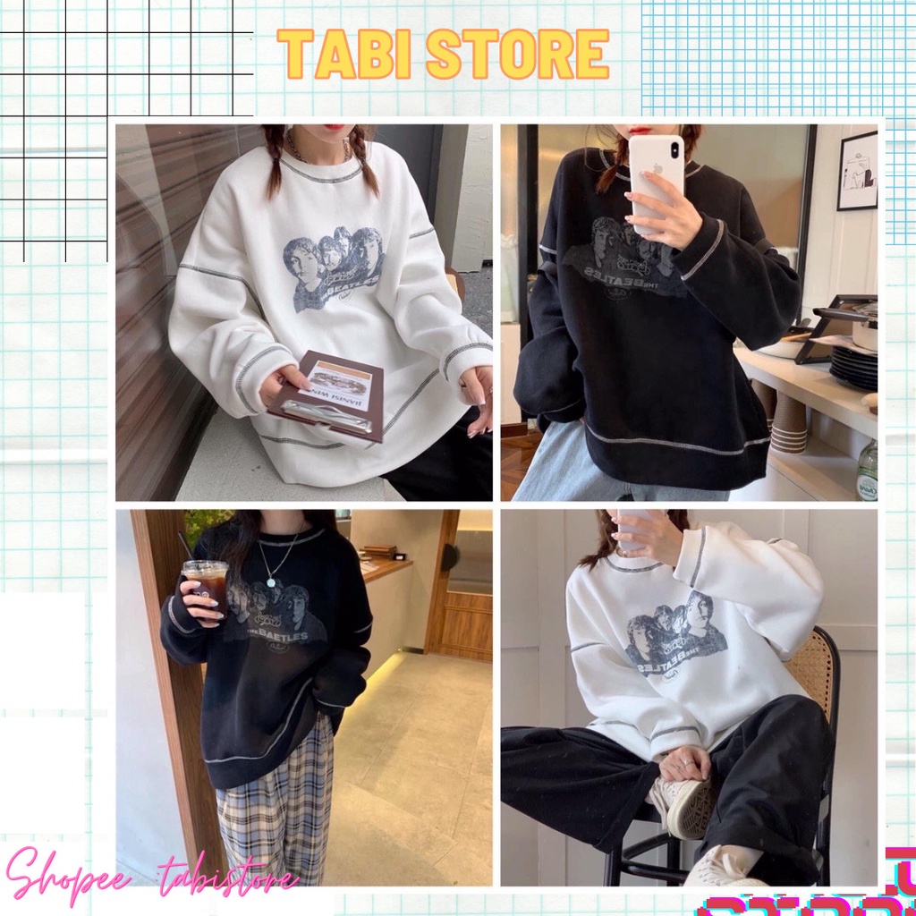 Áo hoodie nỉ bông unisex dưới 75kg tabistore - Chỉ nổi The Baetles