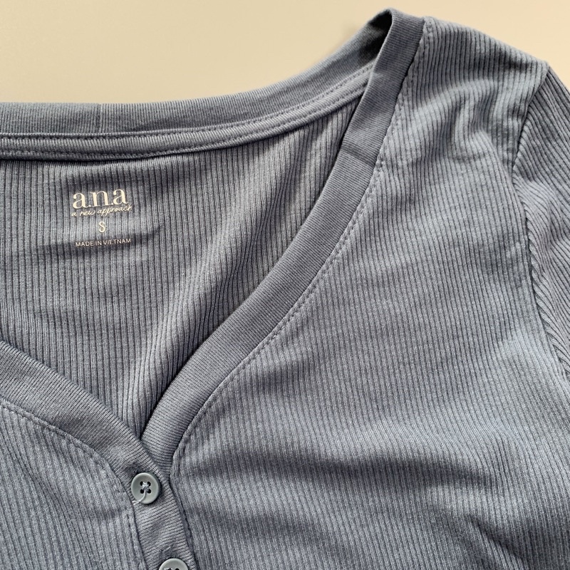 Áo Ana tay dài cổ nút thun gân xuất xịn