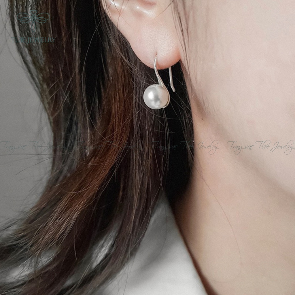 Khuyên tai bạc nữ TLEE ngọc trai nhân tạo móc câu NCJ B0128