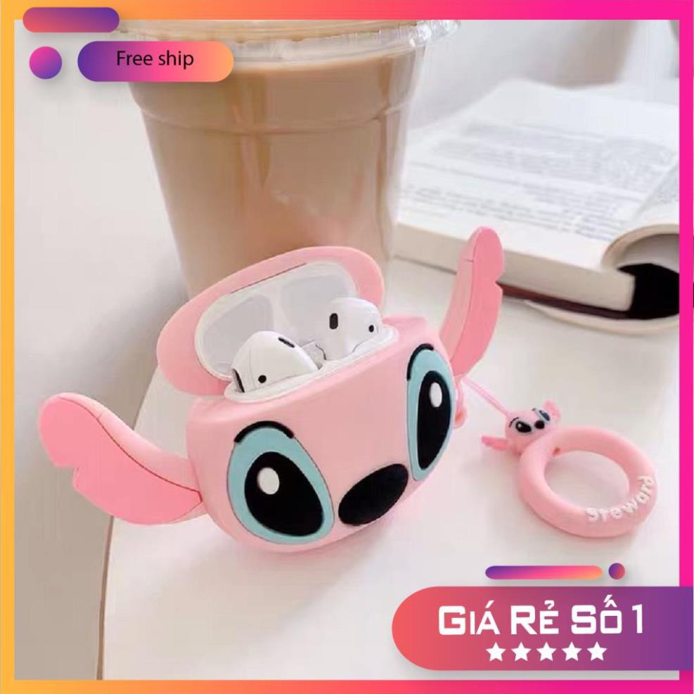 Airpods Case ⚡Freeship ⚡ VỎ BỌC AIRPODS ĐẦU STITCH Case Tai Nghe Không Dây Airpods 1/ 2/ i12/ Pro