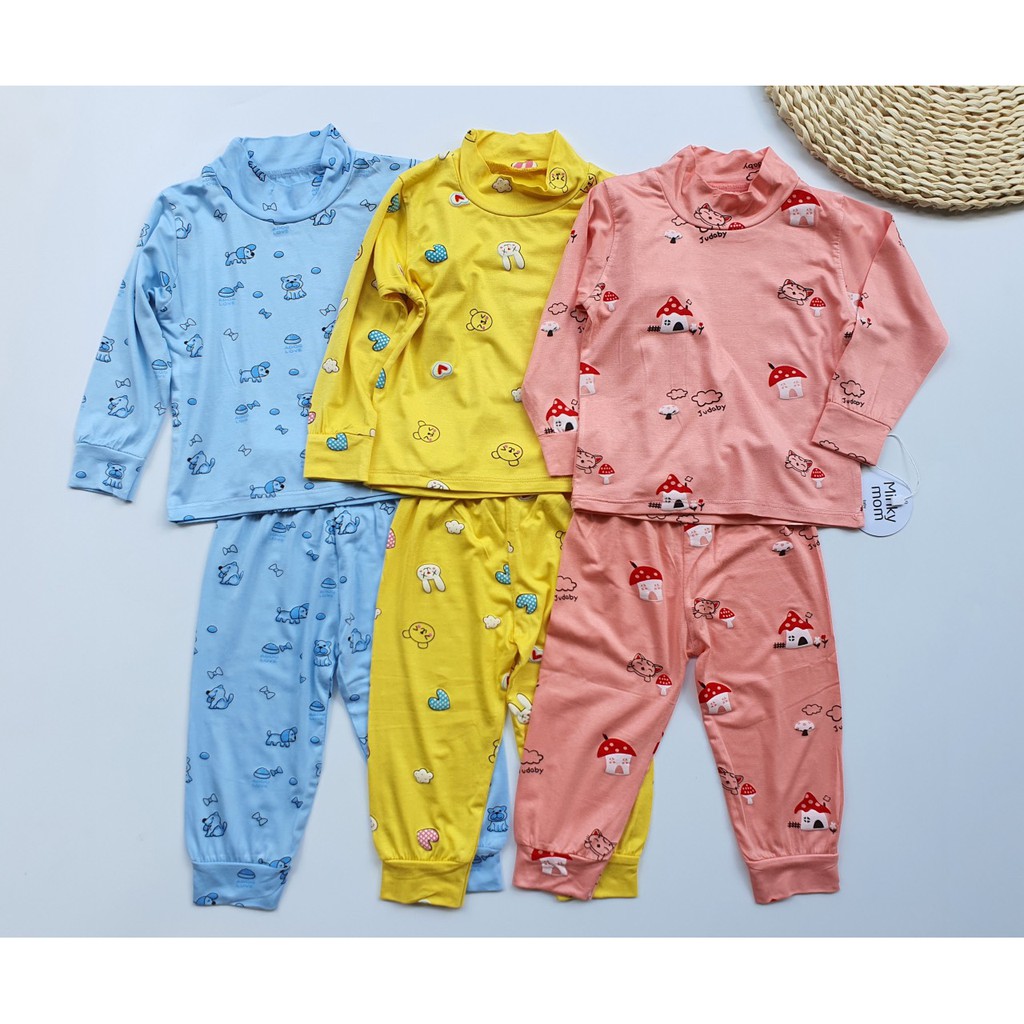 Bộ thun lạnh dài tay Minky Mom cao cổ cho bé ấm áp mua đông