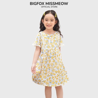   10-30kg  Váy cho bé gái Bigfox Miss Meow mặc hè vải thô lụa hoa nhí size 3 - 11 tuổi 