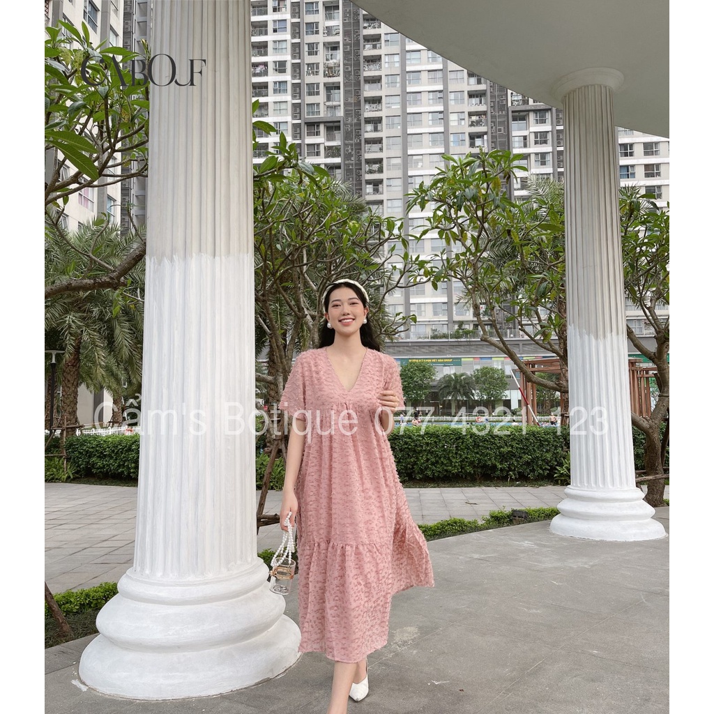 Váy Maxi Thiết Kế Cabouf Đẹp Dáng Suông Rộng Sang Chảnh , Đầm Dáng Chữ A Chất Voan Lông 2 Lớp Mịn Mát