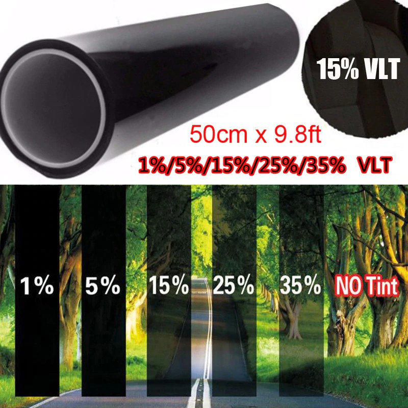 Sticker màu đen 1/15/50% dán cửa kính xe ô tô chống nắng 300cm