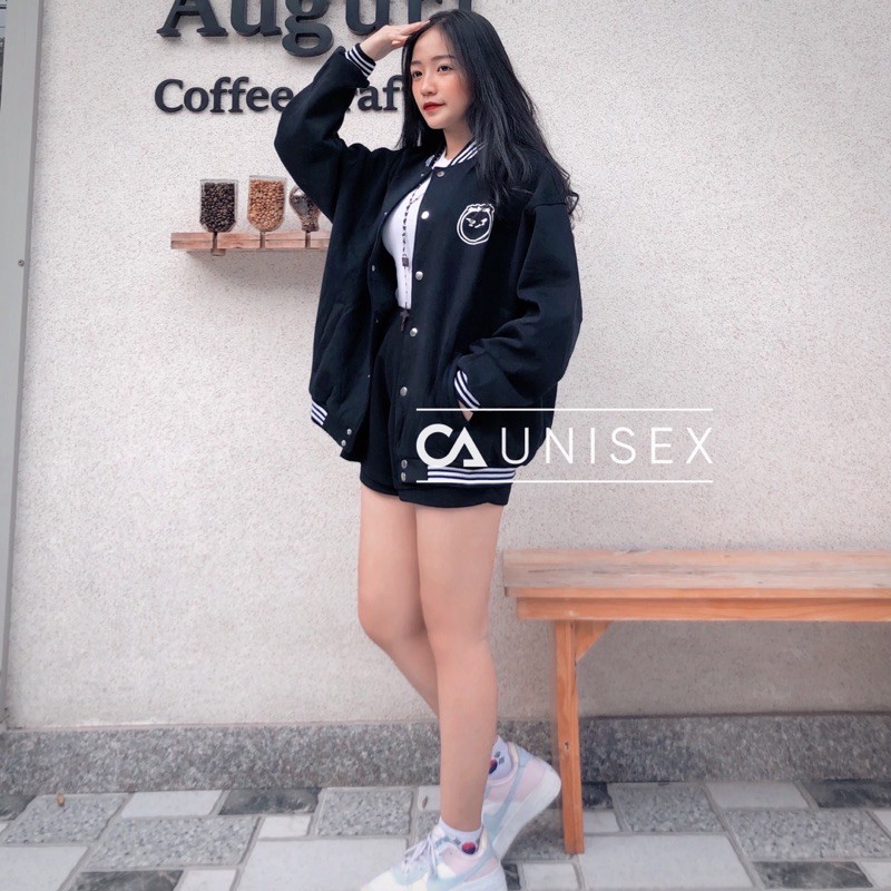 Áo Khoác Bomber Jemcloset FACE & Ray Tay Dài Form Rộng Ulzzang ( hình thật + 2 màu ) | WebRaoVat - webraovat.net.vn