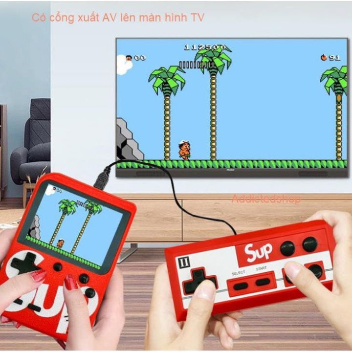 Máy chơi game cầm tay sup mini 4 nút giá rẻ có dây cáp kết nối tv kèm sạc usb đồ chơi cho bé trai, quà tặng sinh nhật