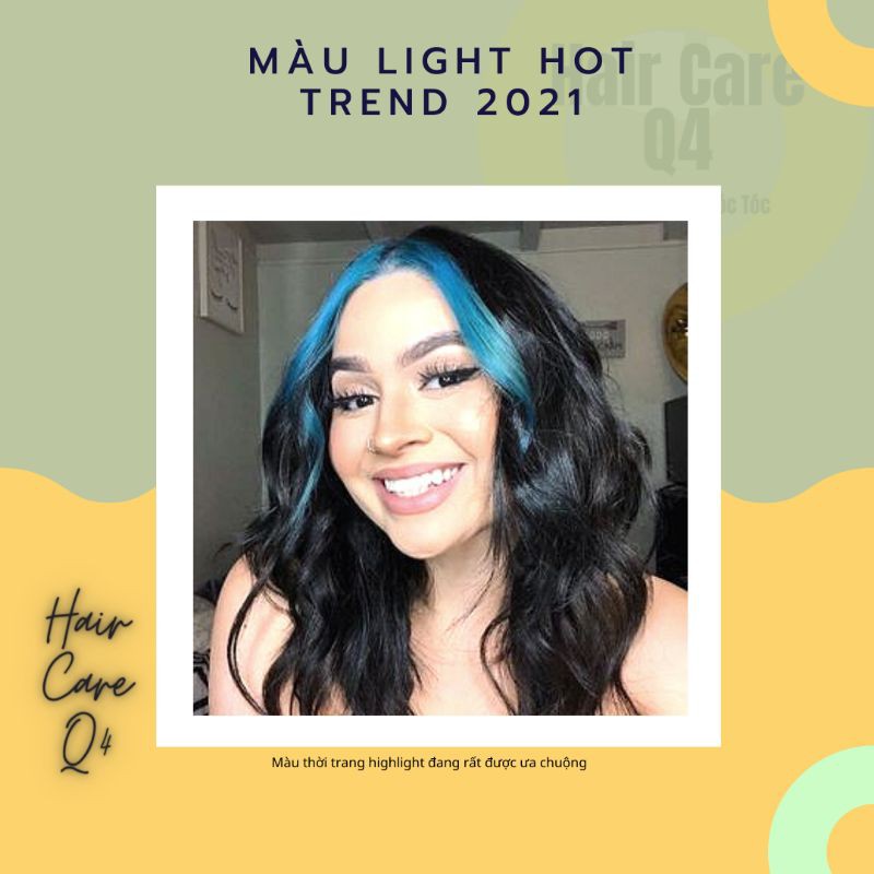 Kem nhuộm tóc Highlight Hot Trend 2021 màu xanh dương sky Ship