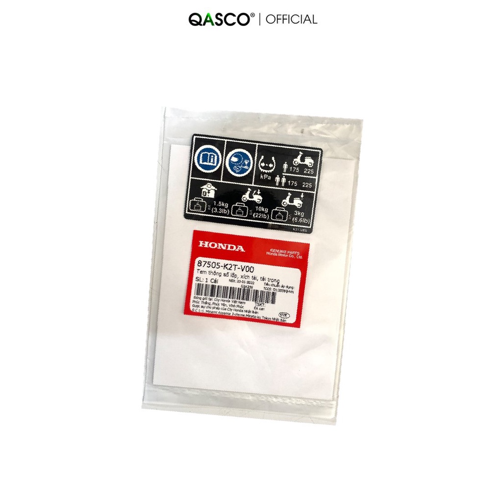 Tem thông số lốp/ xích tải/ tải trọng HONDA Lead 125 2022+