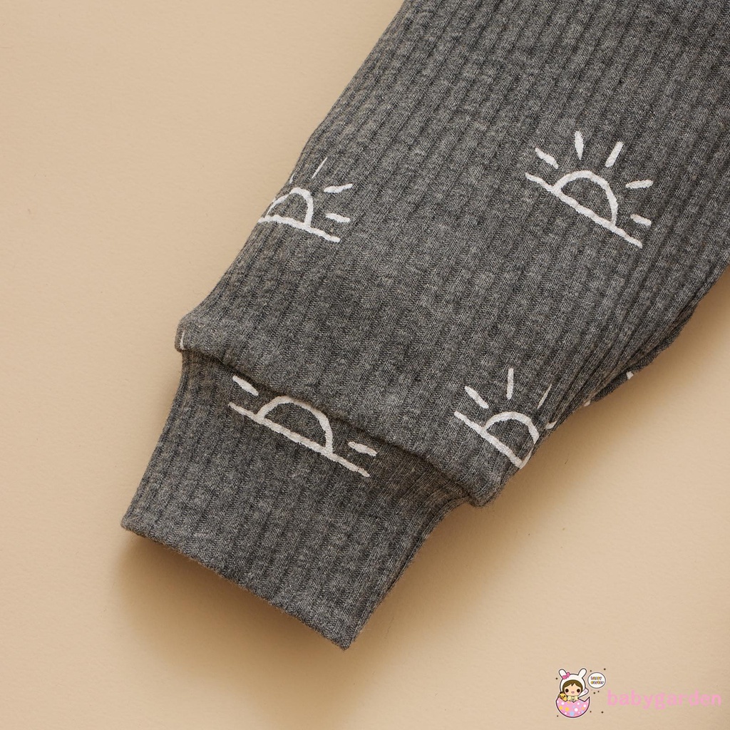 Bộ Áo Liền Quần Tay Dài In Họa Tiết Henley + Quần Dài Cho Bé Trai 0-18 Tháng Tuổi