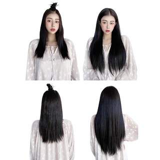 Tóc Giả Nữ Kẹp Chữ U Nửa Đầu Thẳng Dài Chất Sợi Tơ Sợi Cao Cấp Thời Trang