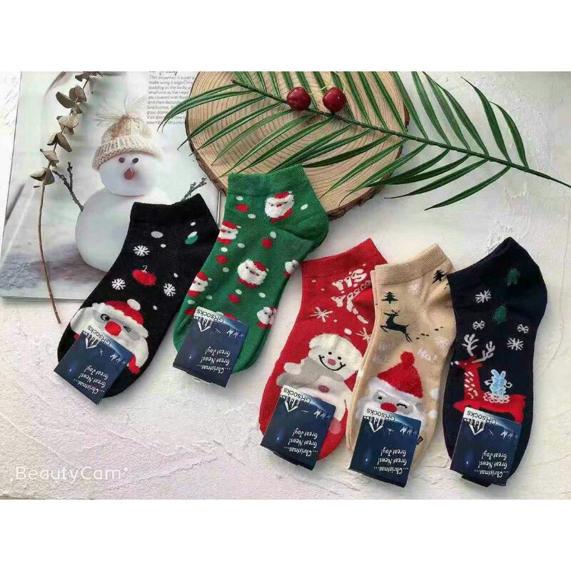 Tất noel cotton cổ ngắn CỰC XINH cho nữ