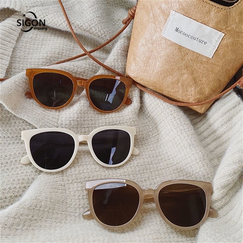 Kính Mát Gọng Lớn Mềm Mại Chống Tia UV Màu Trắng Sữa Thời Trang