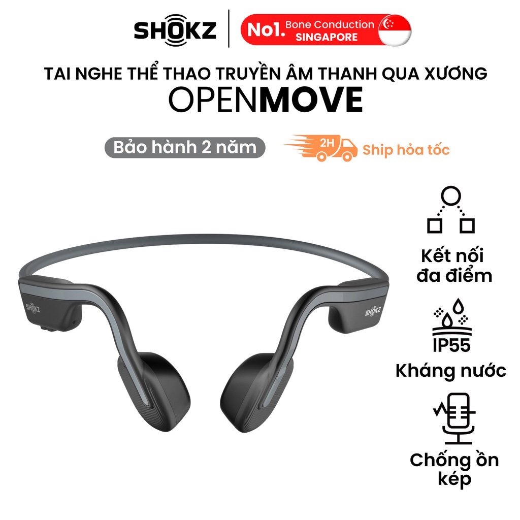 Tai Nghe Bluetooth Thể Thao Truyền Âm Thanh Qua Xương SHOKZ OPENMOVE S661 Màu Xám - Bảo hành 2 năm