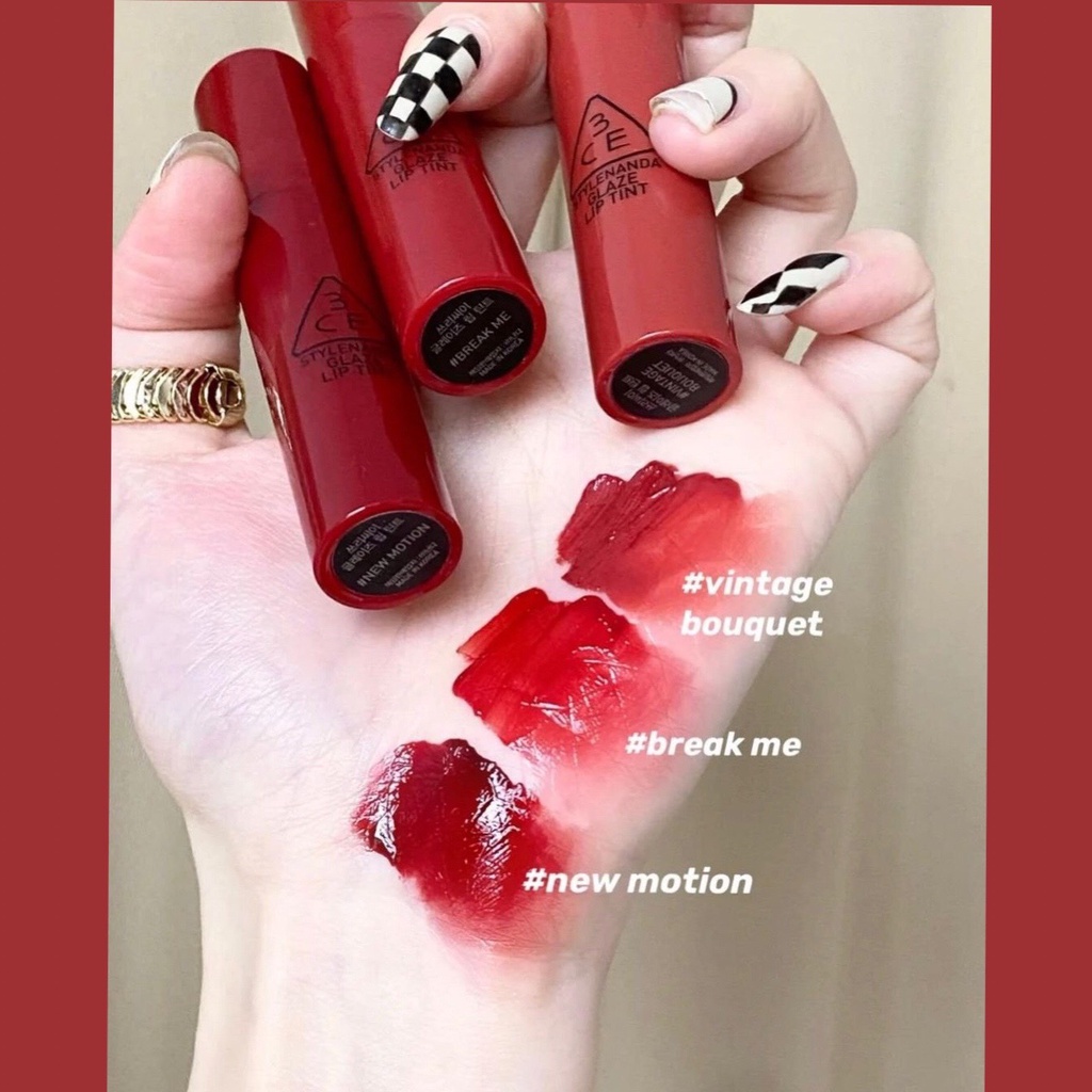 Son tint bóng 3CE mướt mịn căng mọng Glaze Lip Tint dưỡng ẩm lâu trôi 3CE010