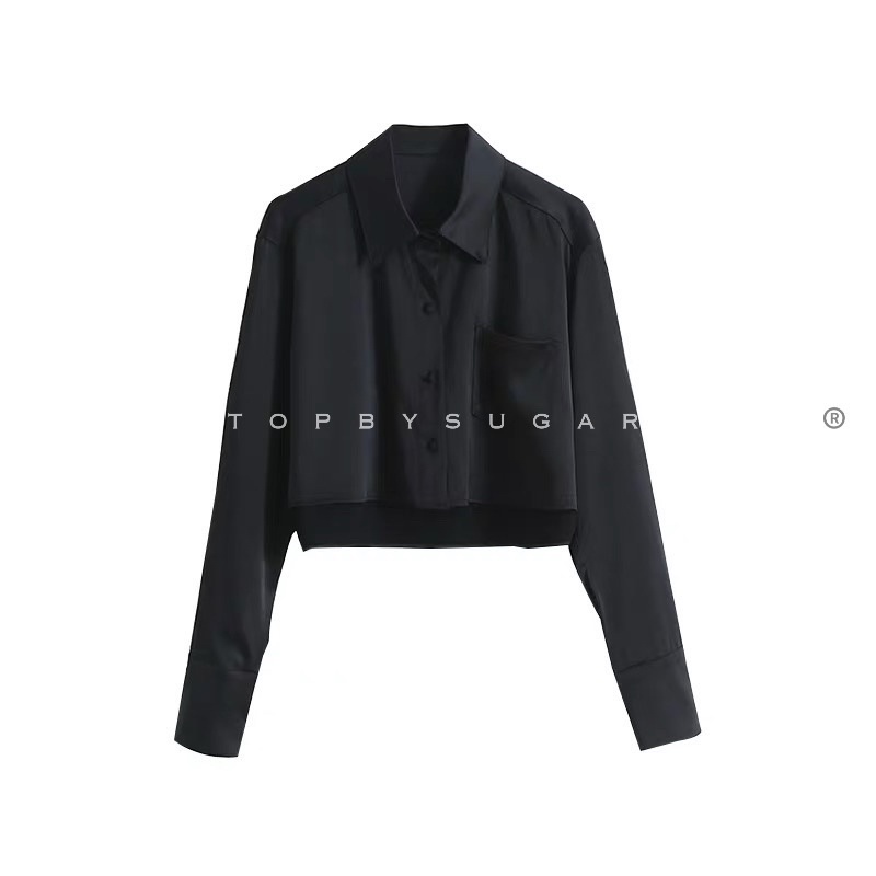 Áo croptop sơ mi lụa mở khuy - by SGGz | BigBuy360 - bigbuy360.vn