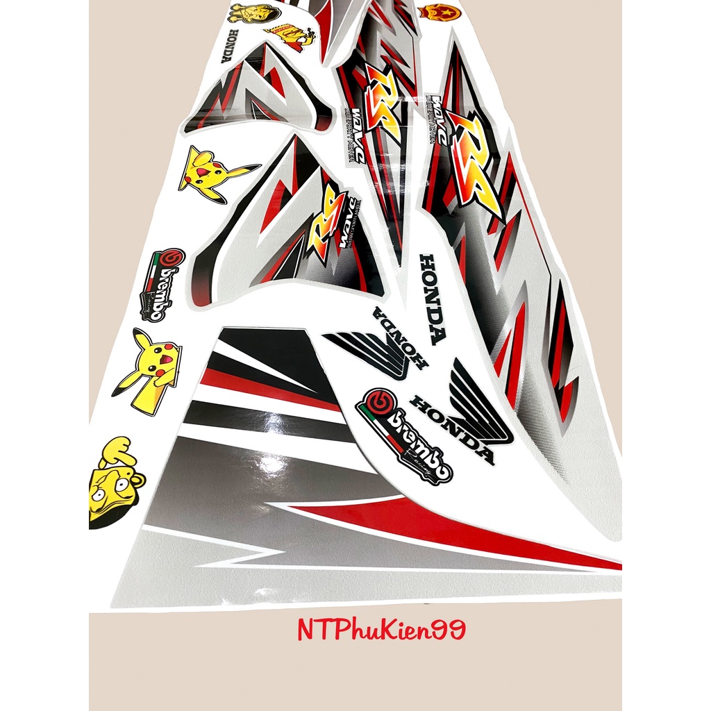 Tem rời Wave Alpha 50cc-100cc-110cc MẪU RS Màu Đỏ 3 Lớp Siêu Đẹp