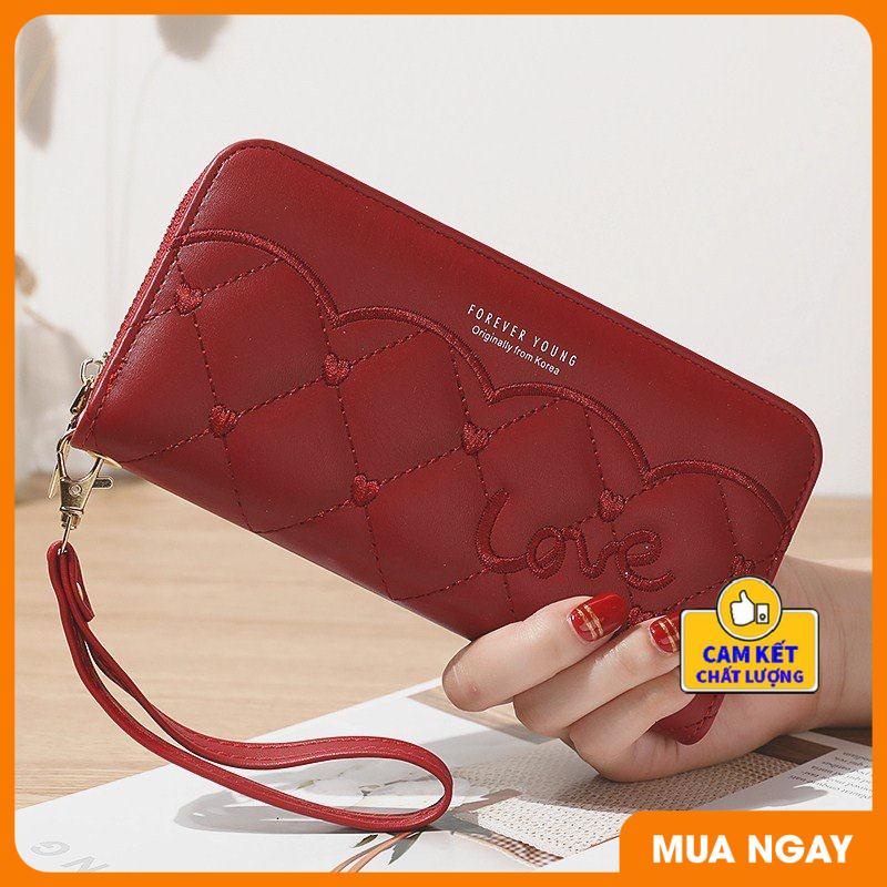 Ví cầm tay nữ họa tiết LOVE dễ thương da mềm thời trang nhiều ngăn đựng tiền,đựng thẻ và điện thoại ST007