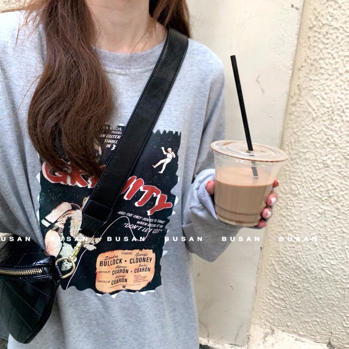 COZOK Áo sweater tay dài dáng rộng phong cách thời trang hàn quốc