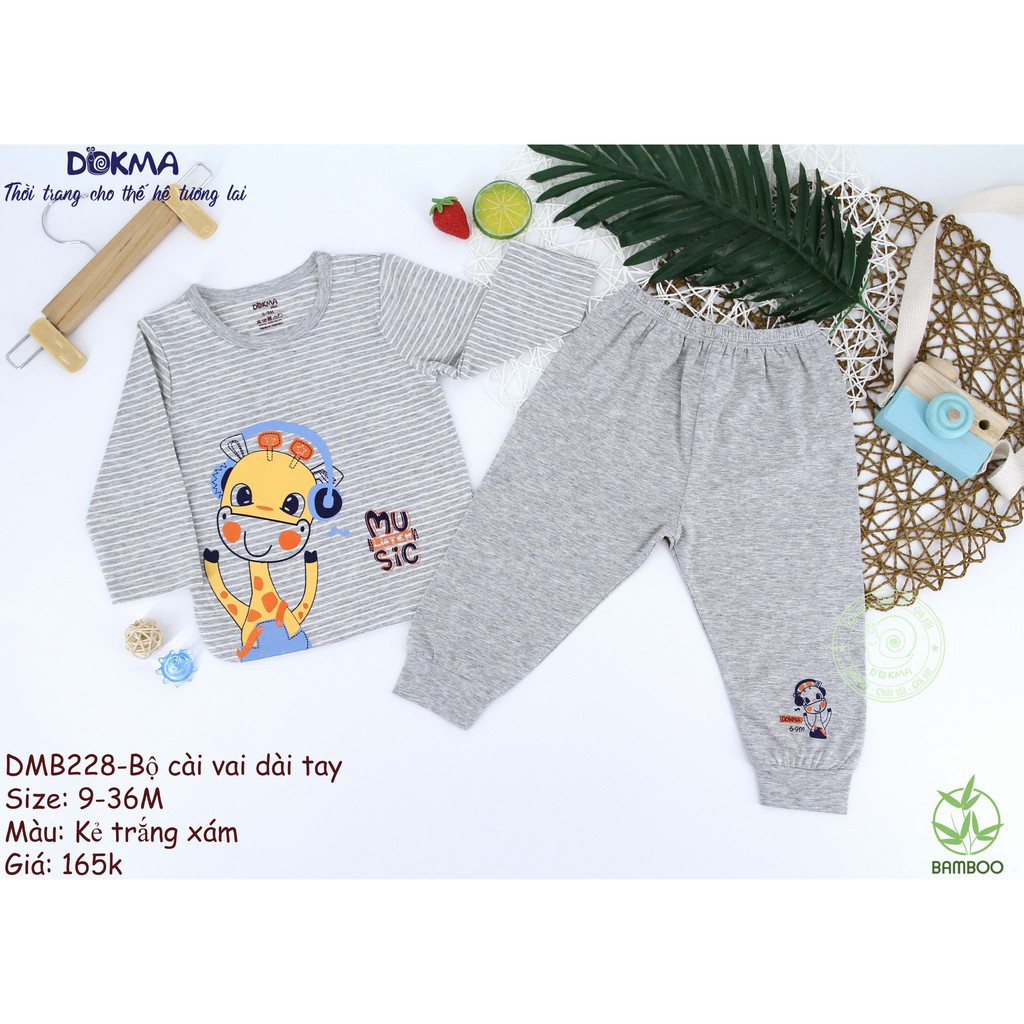 Dokma - Bộ cài vai tay dài bamboo mỏng (9-36m) DMB228