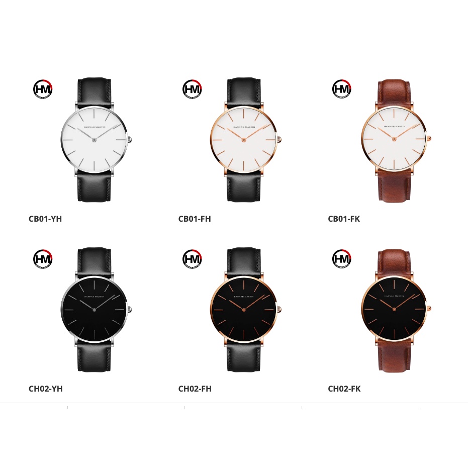 Đồng hồ nam dây da Hannah Martin máy Nhật bảo hành 12 tháng chống nước đi mưa