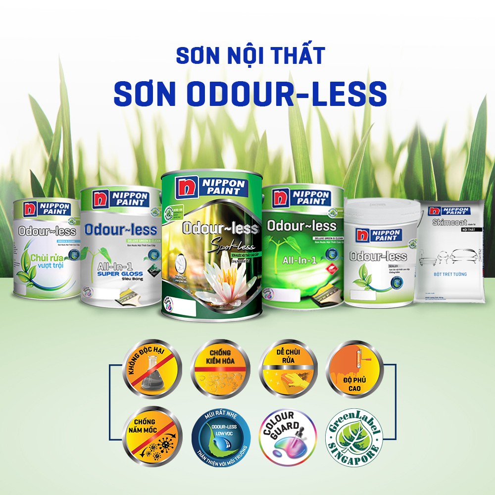 SƠN NỘI THẤT NIPPON ODOUR- LESS CHÙI RỬA VƯỢT TRỘI 1 LÍT