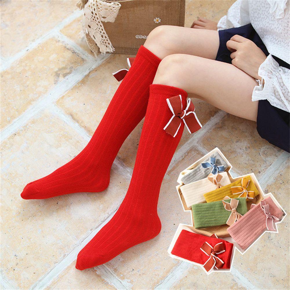 BEAUTY Vớ Ống Thấm Hút Mồ Hôi Đính Nơ Thời Trang Thu Đông Ấm Áp Cho Bé