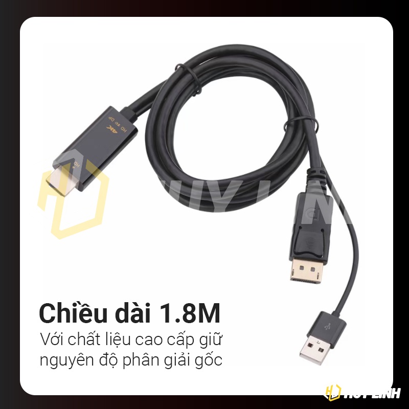 Cáp chuyển đổi tín hiệu từ HDMI to Displayport 1.8M hỗ trợ 4K60HZ H147