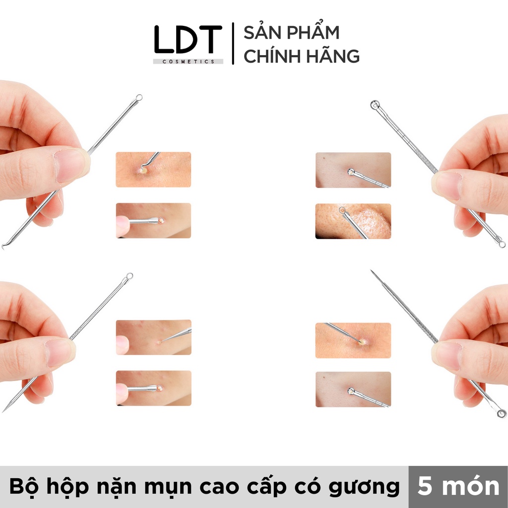 Bộ nặn mụn cao cấp 5 món có gương