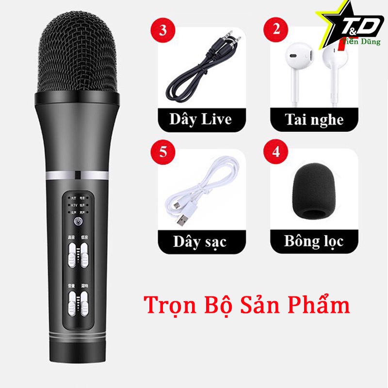 Mic C25 lấy nhạc buetooth, livestream thu âm cao cấp đa năng giả giọng đầy đủ phụ kiện tai phone