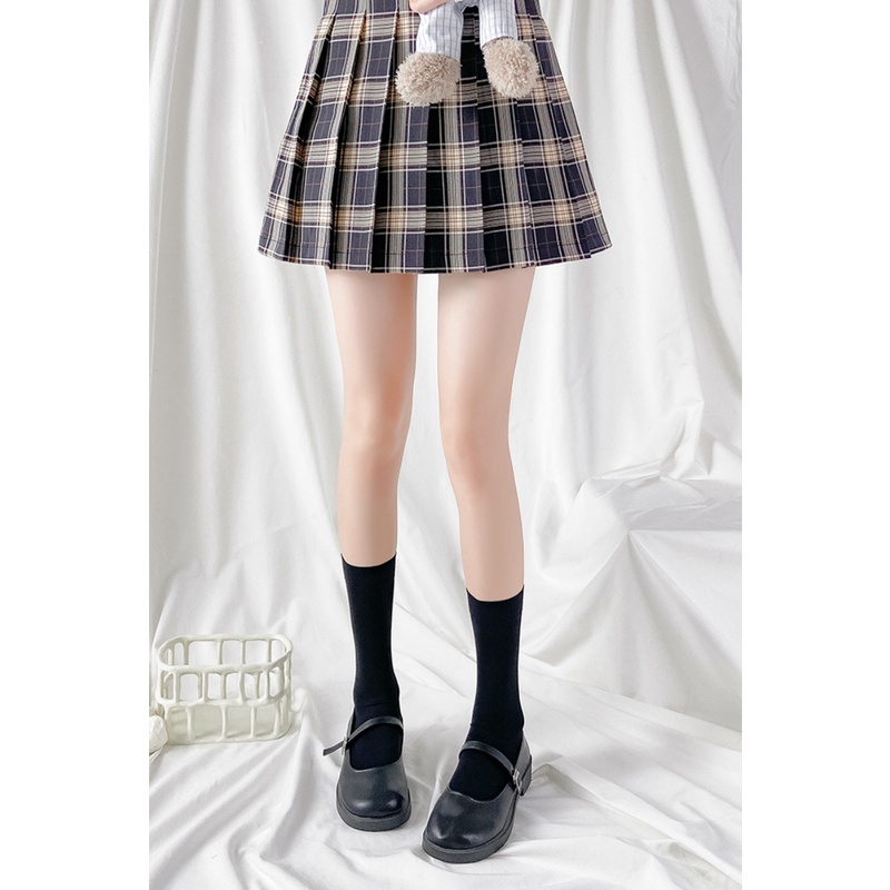 Đôi vớ FHYL cổ cao vải nhung mỏng màu đen/ trắng thời trang mùa hè dành cho nữ