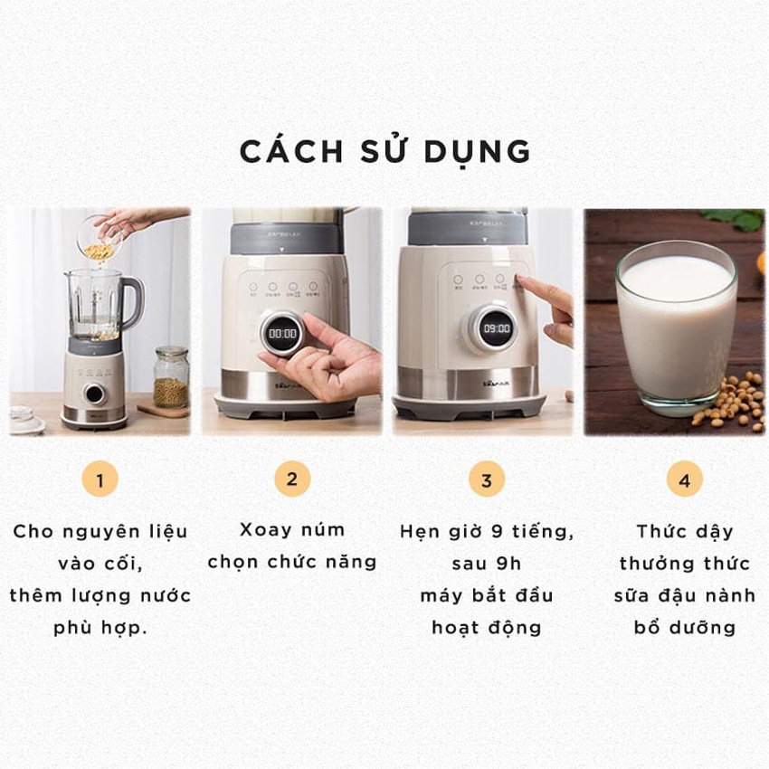 Máy làm sữa hạt Bear dung tích 1L và 1.5L, nhiều chế độ xay, hẹn giờ thông minh (Bảo hành 18 tháng) – HomeMart