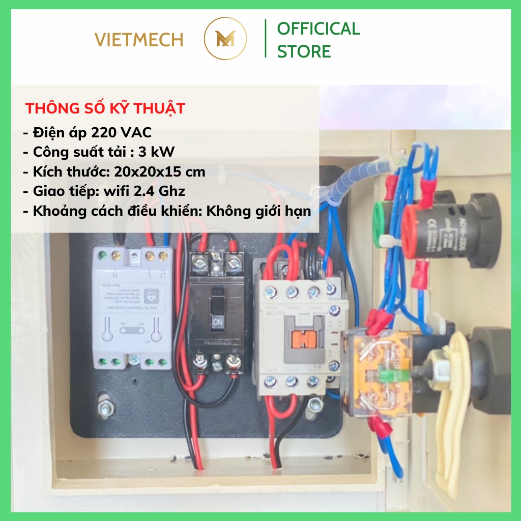 Tủ Điện Thông Minh Điều Khiển Từ Xa Bằng Điện Thoại | Tủ Điện Điều Khiển Bơm Nước | Công Suất 3kW